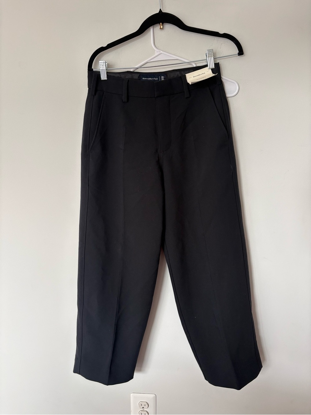 NEW Abercrombie & Fitch Black Tailored Trouser  Pants Baggy 28 x 28L